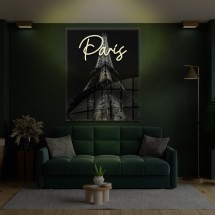 Peinture Paris au néon et plexiglas imprimé