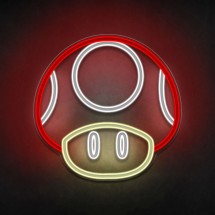 Néon led inspiré du champignon Mario Bros, Toad