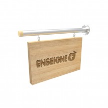 Enseigne suspendue en bois et aluminium