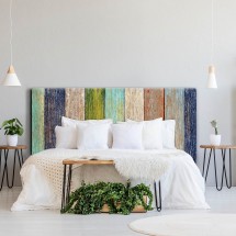Tête de lit vintage en bois multicolore