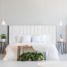 Tête de lit effet palette en bois blanc