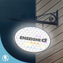Enseigne drapeau lumineuse suspendue ovale