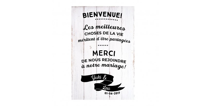 Cartel Bienvenidos a nuestra Boda madera blanca