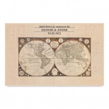 Photocall de mariage carte du monde vintage