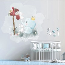 Stickers bébé éléphant avec lapins