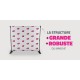 Banner extensible con gráfica impresa en tela poliéster