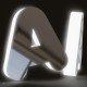 Lettres en acier + méthacrylate lumineux