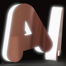 Lettres or rose miroir + plexiglas illuminé