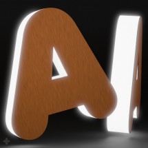 Lettres dibond satiné cuivre + méthacrylate illuminé