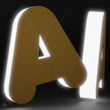 Lettres dibond bronze satiné + méthacrylate illuminé