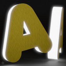 Lettres dibond satin or + Plexiglass illuminé