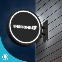 Enseigne drapeau ronde dibond ajouré led