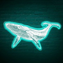 Néon Baleine avec méthacrylate imprimé