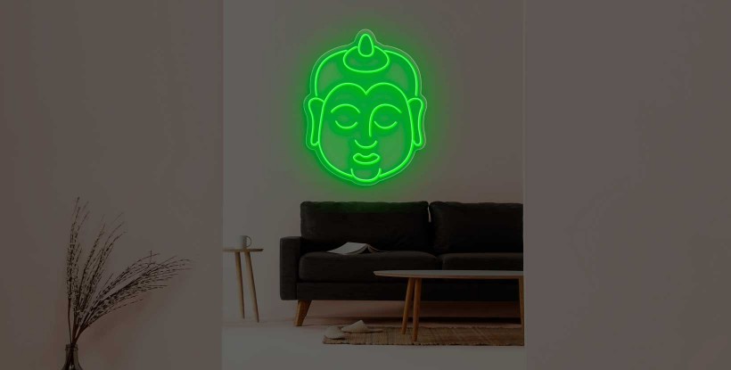 Néon visage de Bouddha