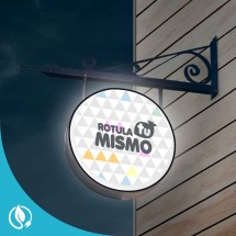 Enseigne drapeau lumineuse ronde suspendu